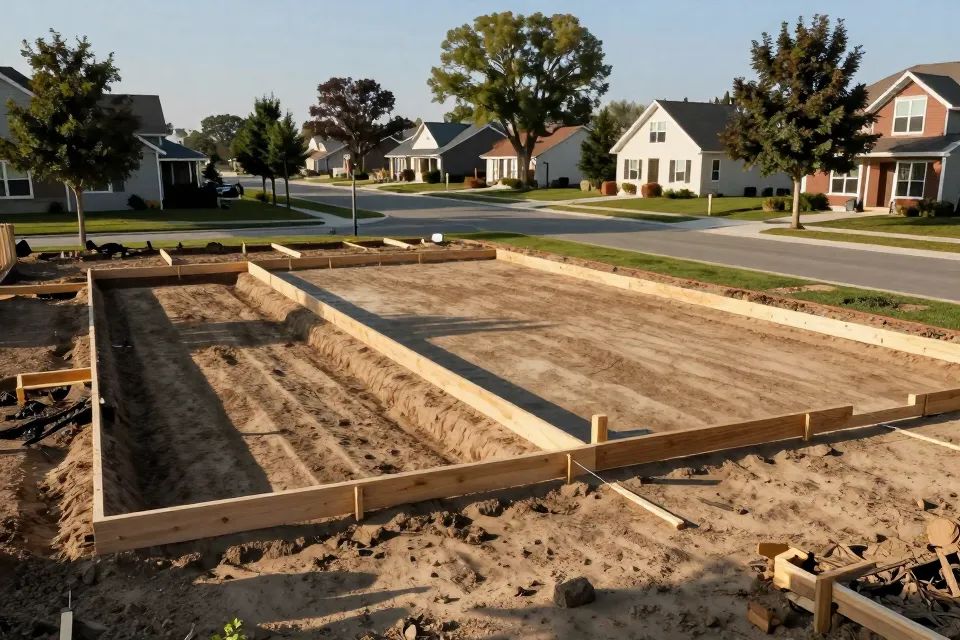 When pouring a foundation and a patio at the same site, which comes first?