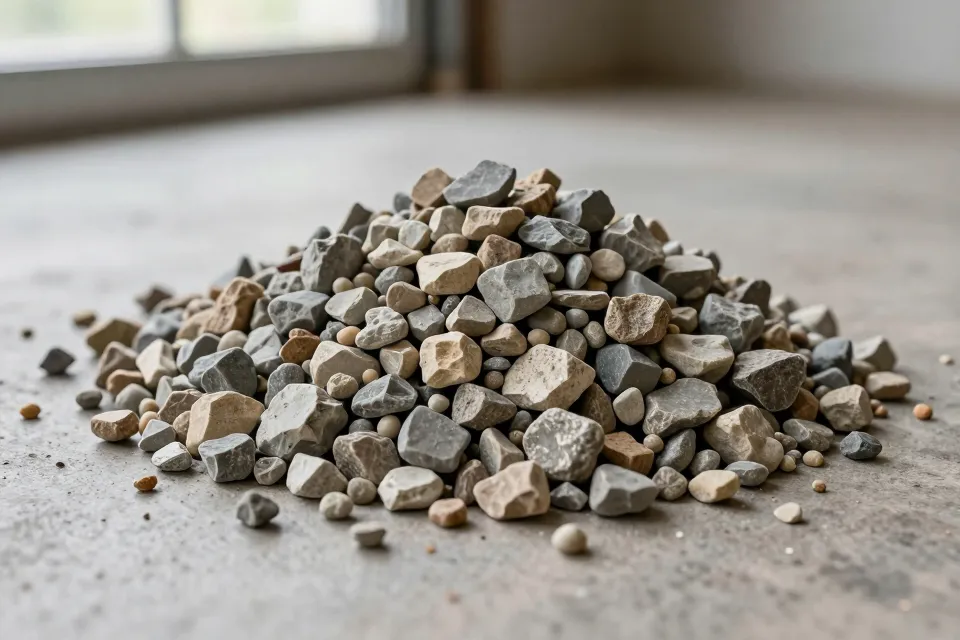 What does the gravel (aggregate) mainly do in a concrete mix?