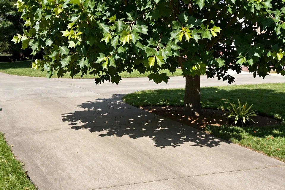 A raised, humped section near a tree is probably caused by: