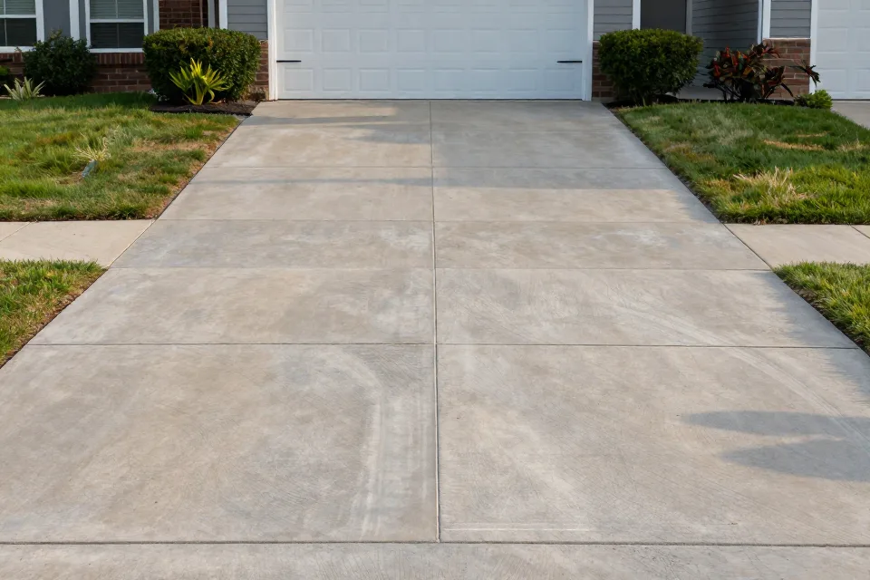 A crack running all the way across the driveway is usually: