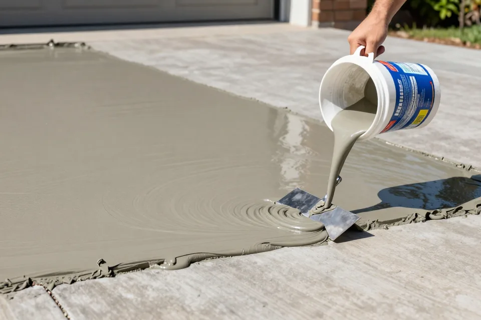 For a slightly sunken but whole slab, leveling options include: