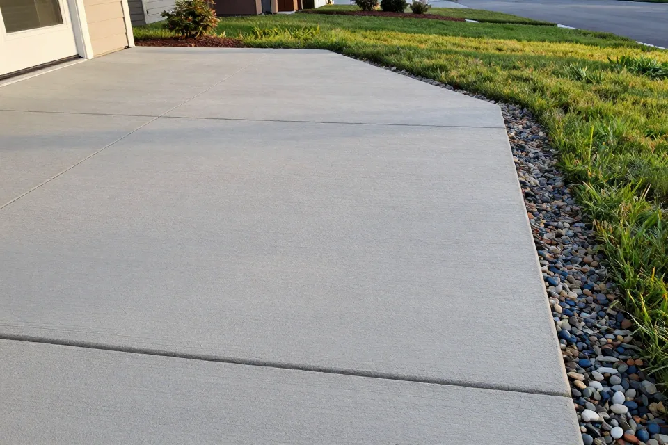 A patio is poured perfectly level with no slope at all. Over time, it will likely: