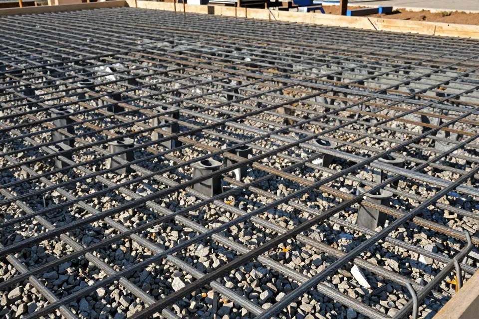 A driveway crew skips the plastic supports under the rebar. This usually causes: