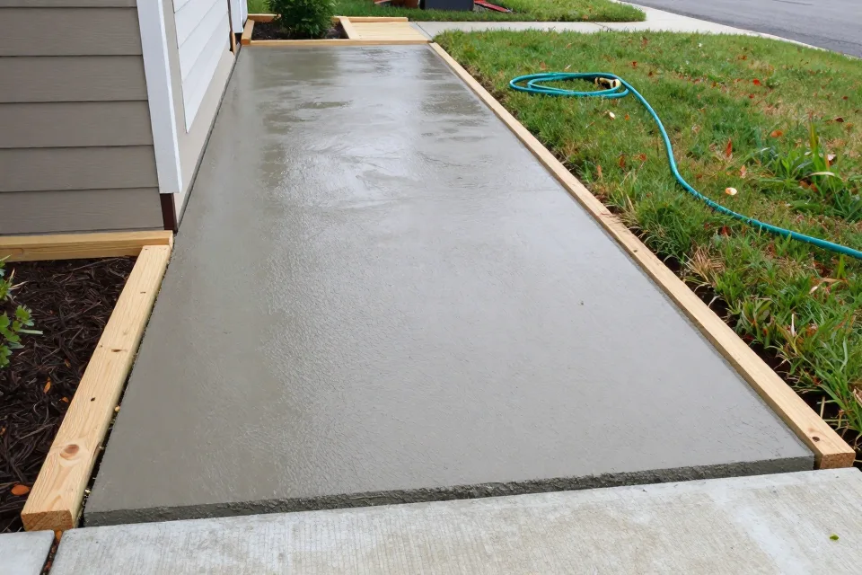 The contractor says the new walkway can be used after just one day. Best response?